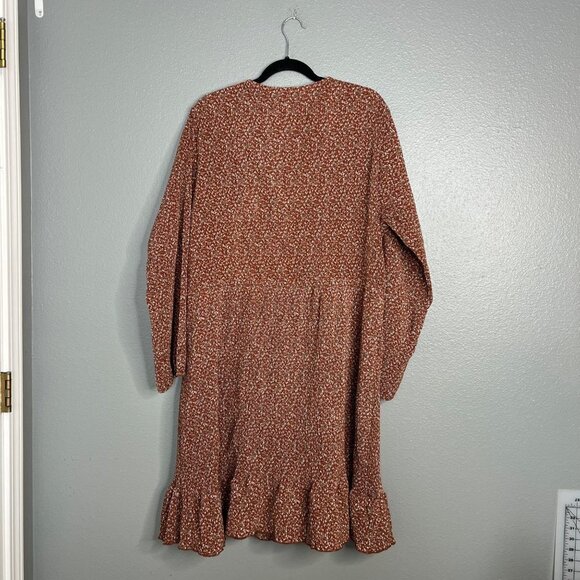 NWT Mikarose Ditzy Floral Accordian Pleat Long Sleeve Midi Dress V-Neck Plus 2X - Picture 8 of 9